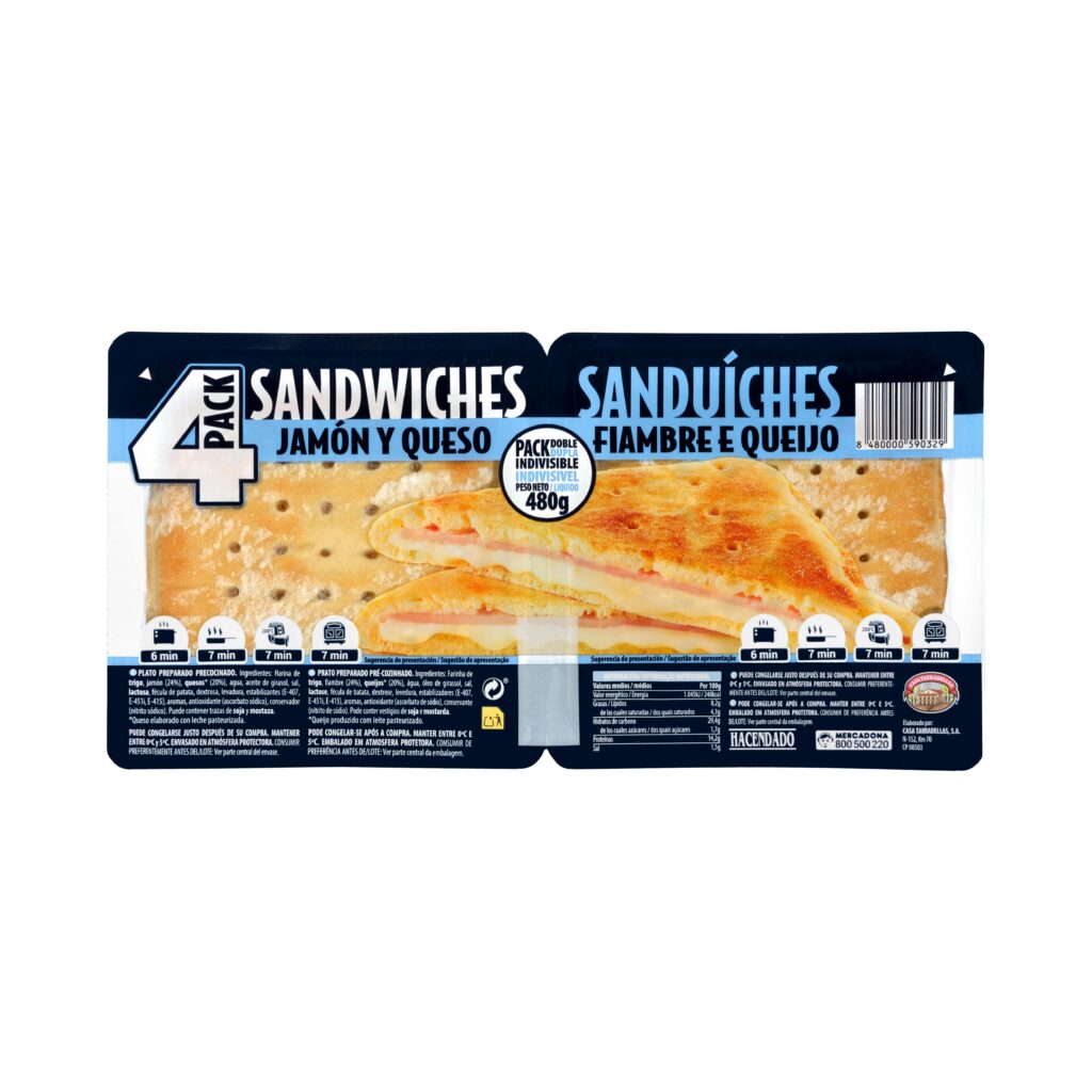 Sándwiches jamón y queso Hacendado