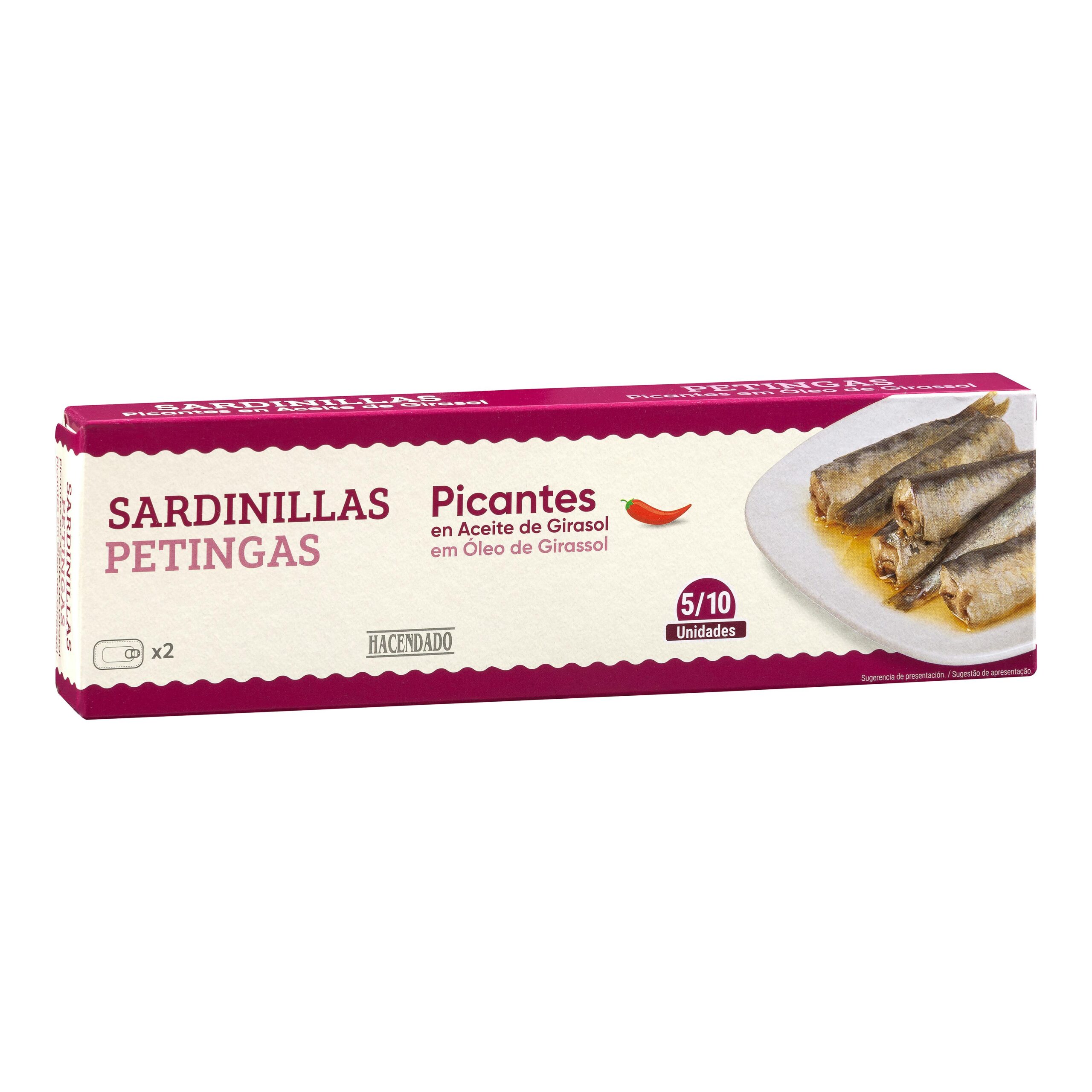 Sardinillas picantes en aceite de girasol Hacendado 6-12 ud. Mercadona