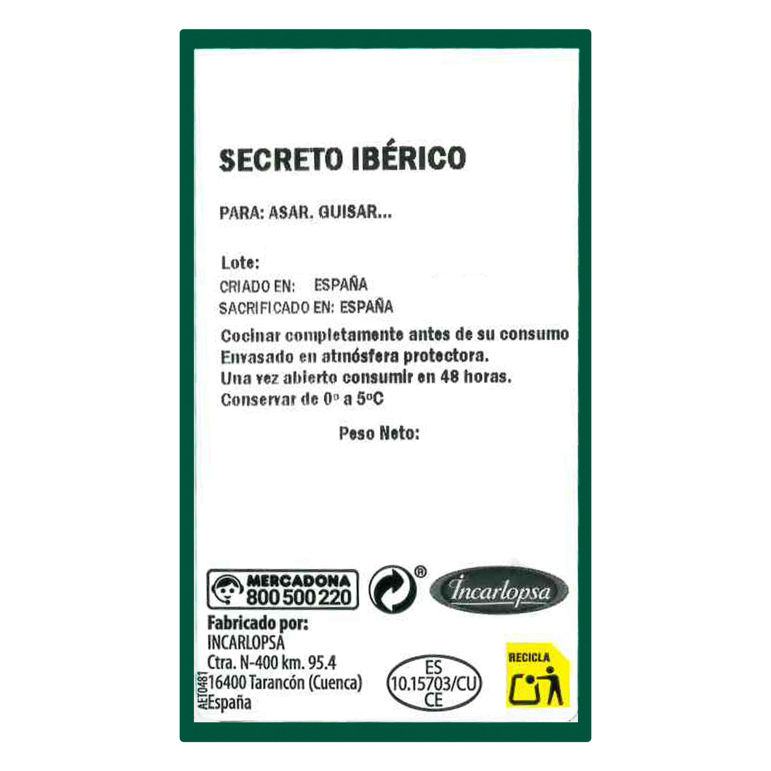Etiqueta Secreto de cerdo ibérico