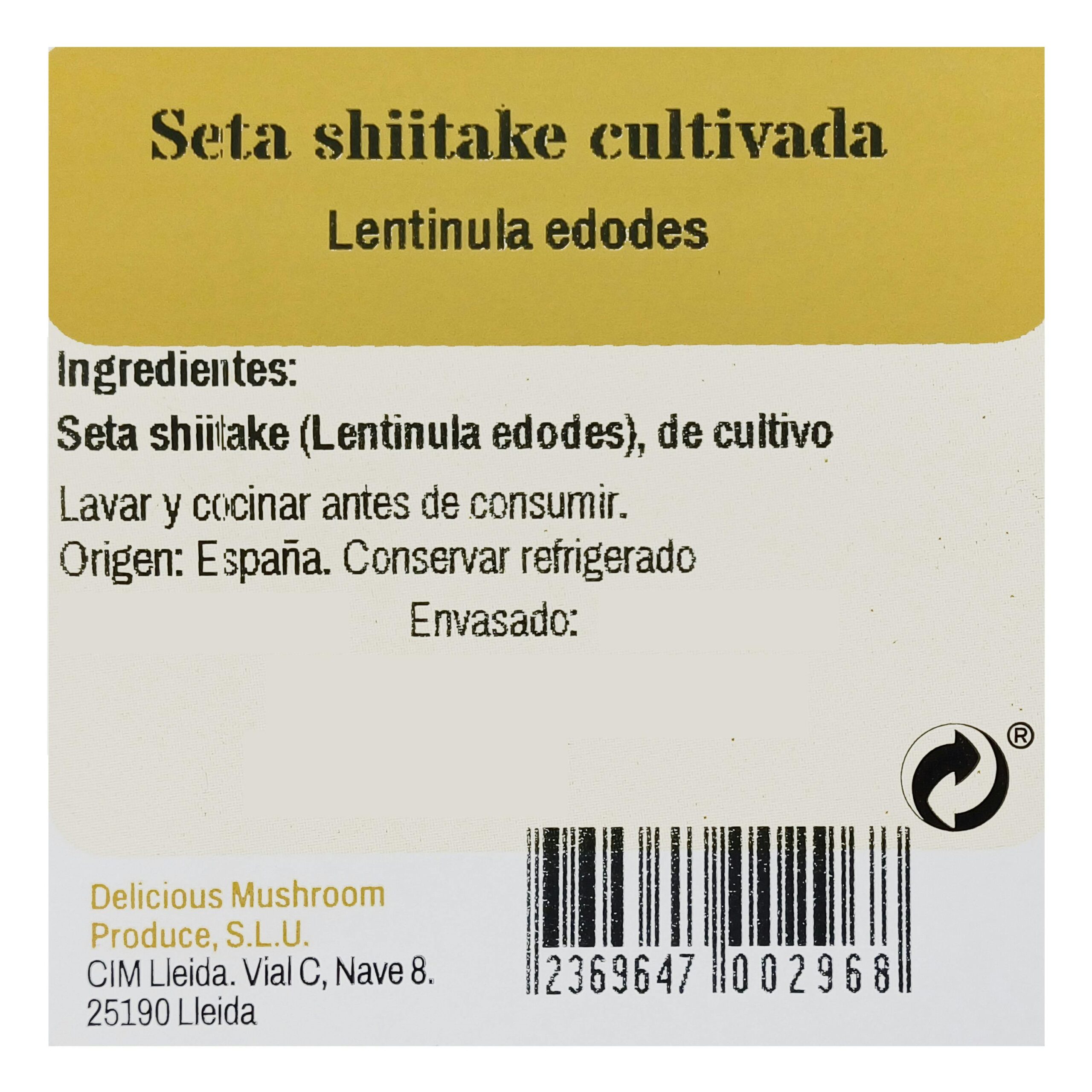 Etiqueta Seta shiitake
