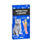 Snack gato aperitivo líquido Compy contine 4 con pollo e hígado y 4 con salmón