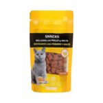 Snacks gato rellenos con pollo y malta Compy