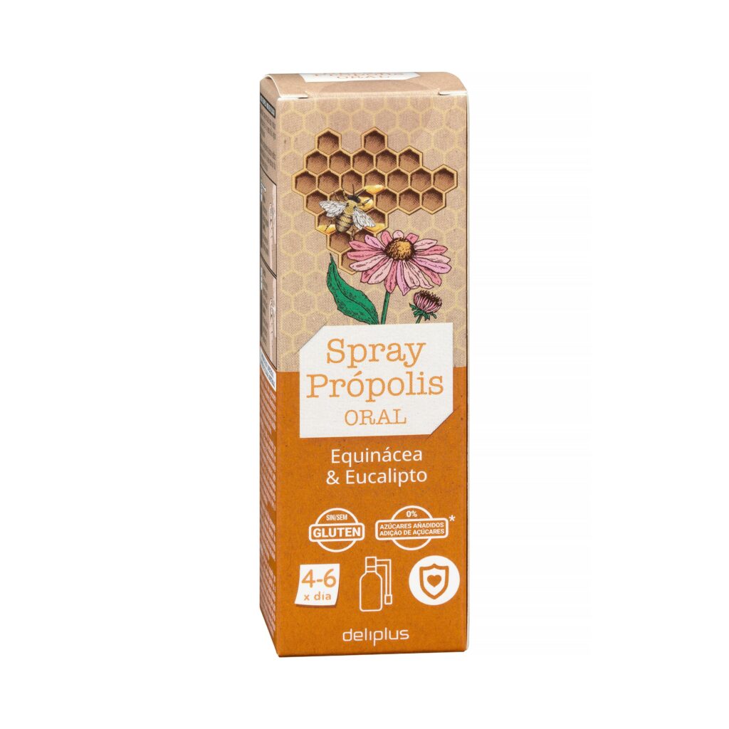 Spray oral Própolis Deliplus contiene equinácea y eucalipto elaborado a base de especies vegetales y líquen de Islandia