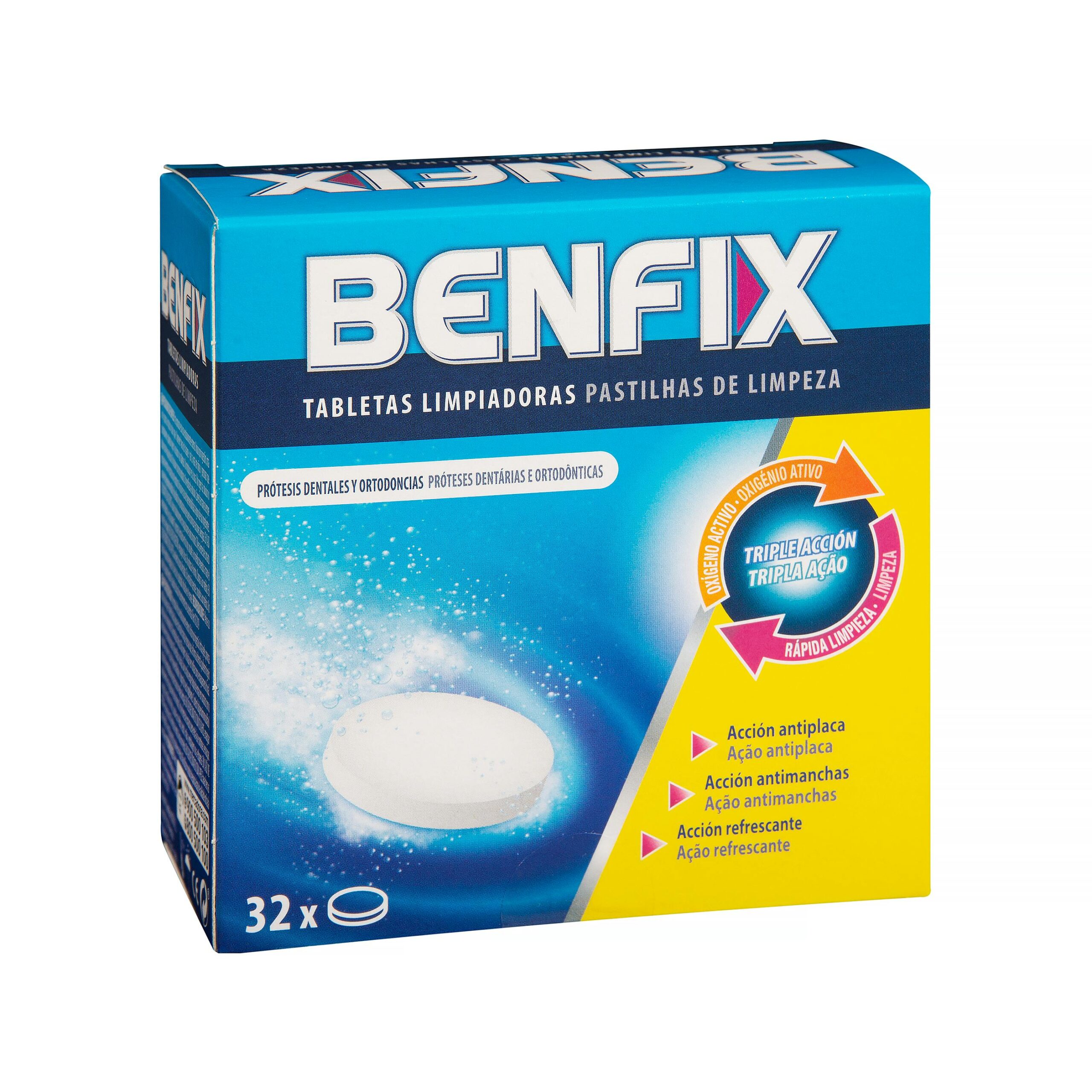Tabletas limpiadoras prótesis dentales Benfix y ortodoncias Mercadona