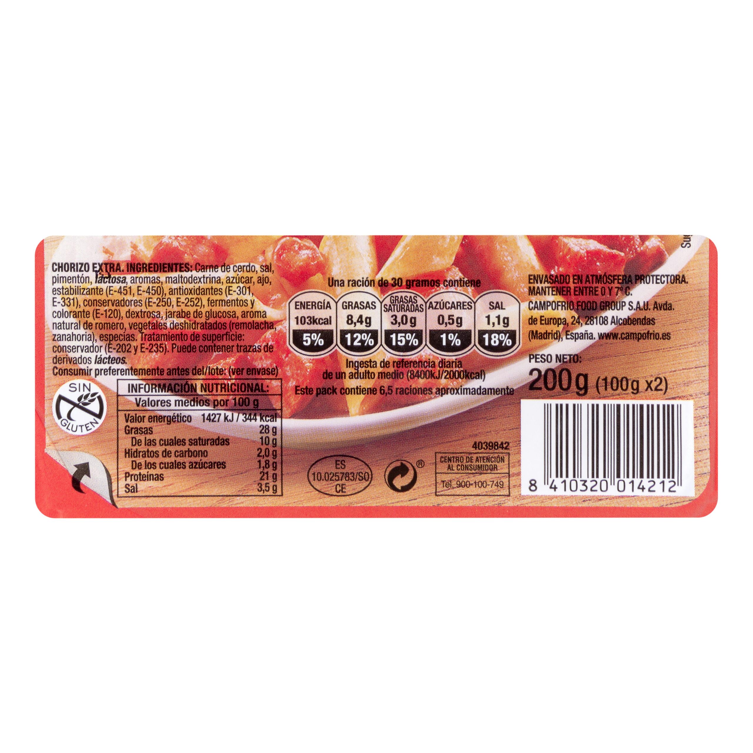 Etiqueta Taquitos de chorizo extra Revilla