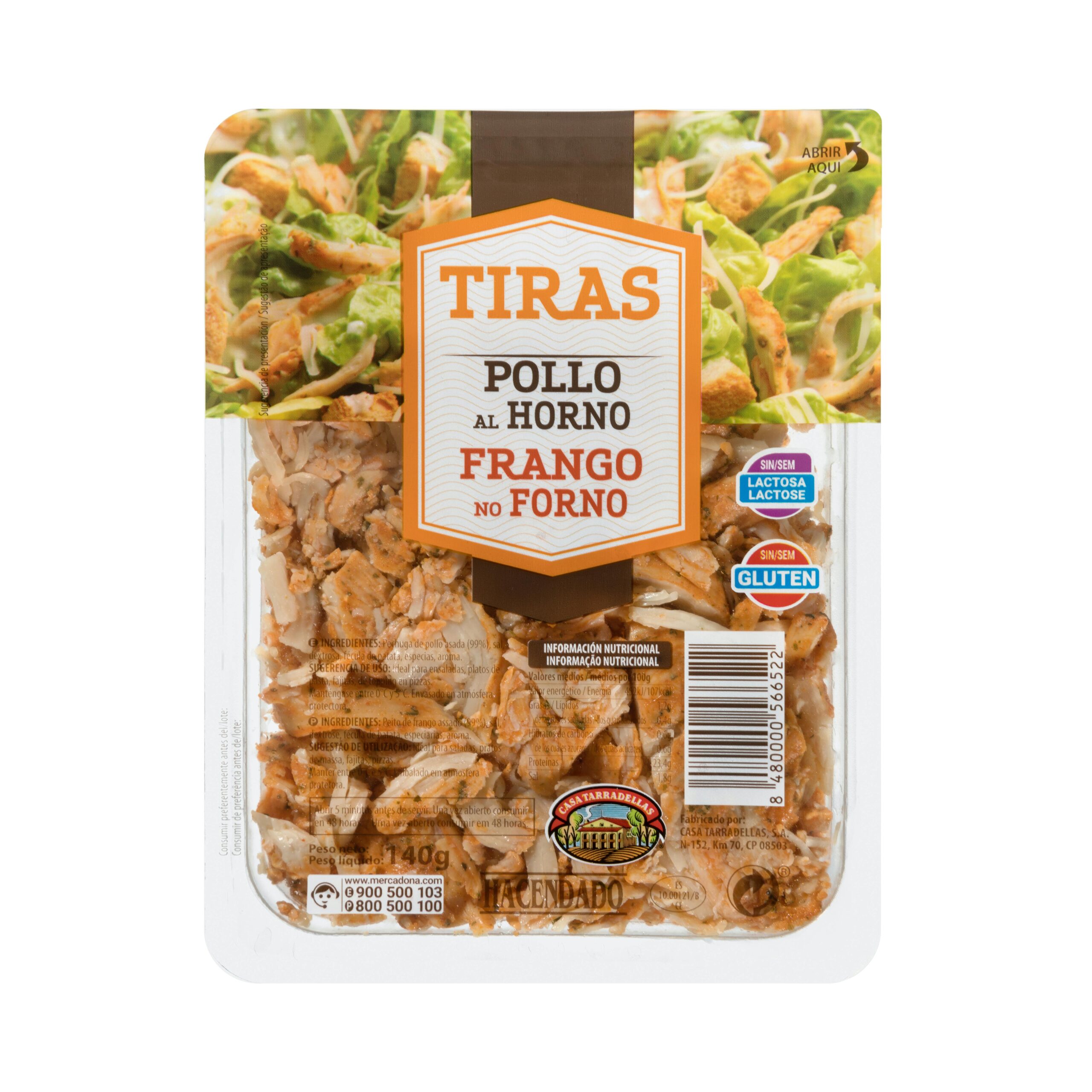 Tiras de pechuga pollo al horno Hacendado Mercadona