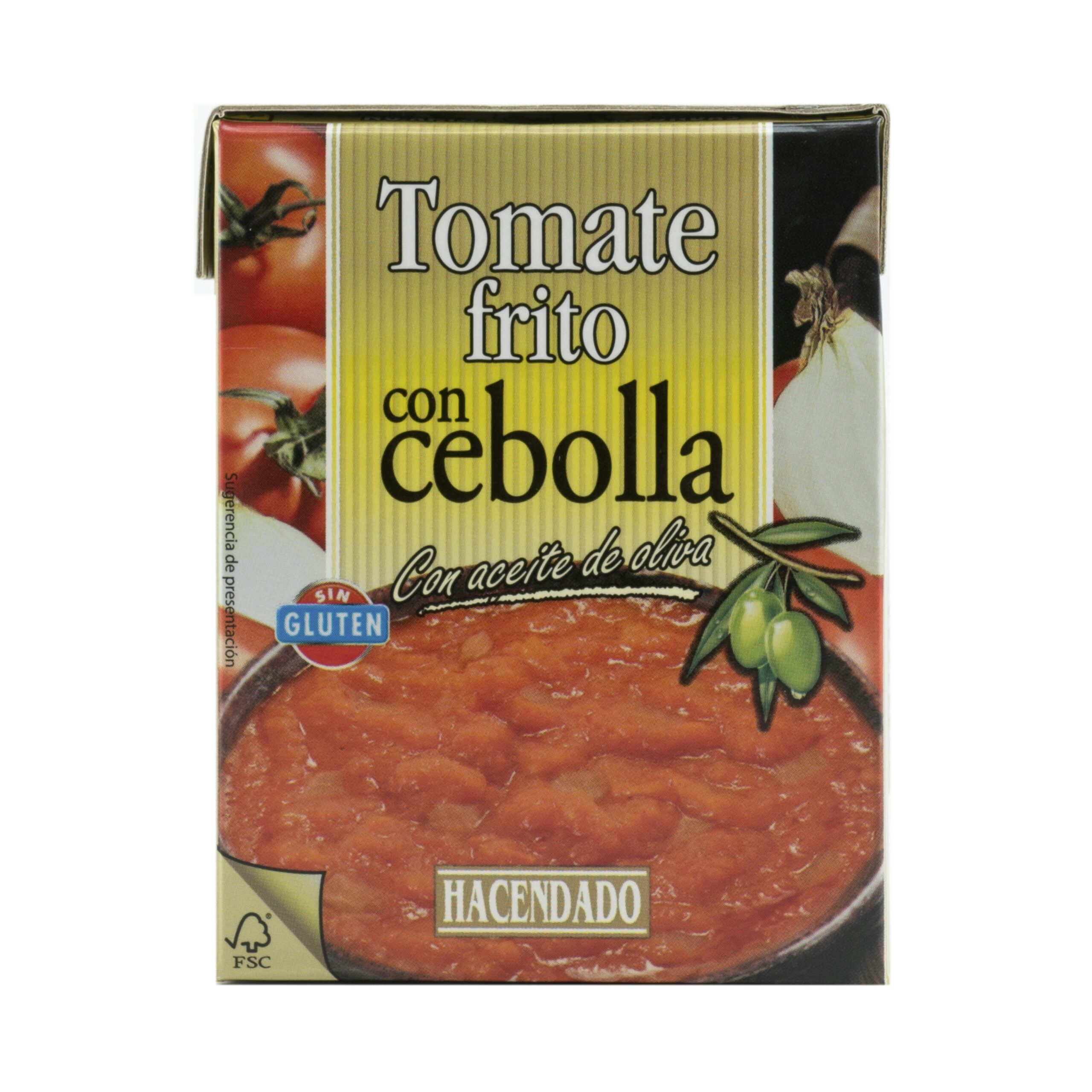 Tomate frito con cebolla Hacendado con aceite de oliva Mercadona