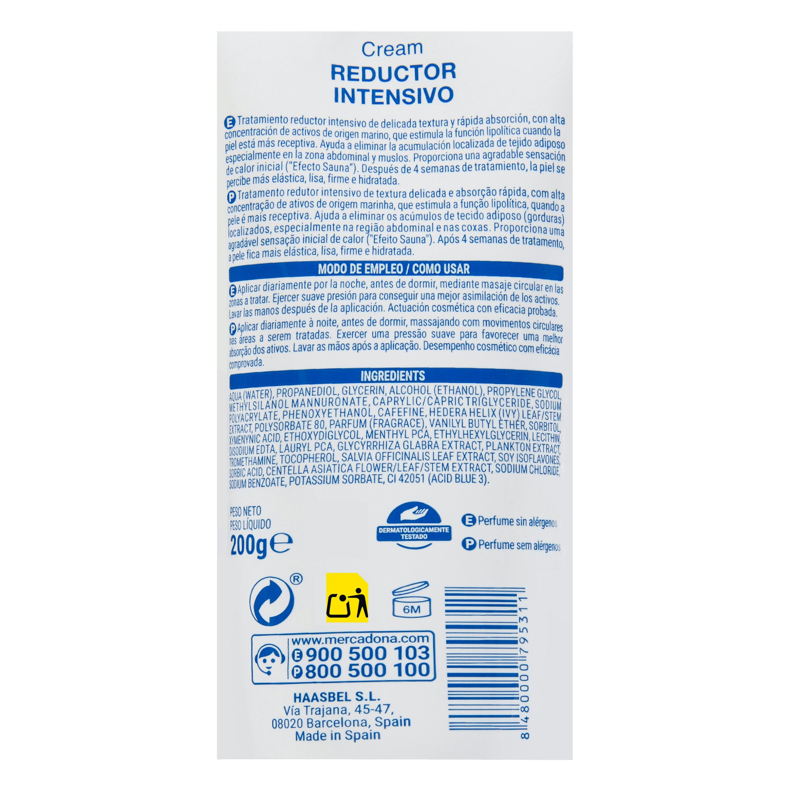 Etiqueta Tratamiento crema reductor intensivo noche Deliplus