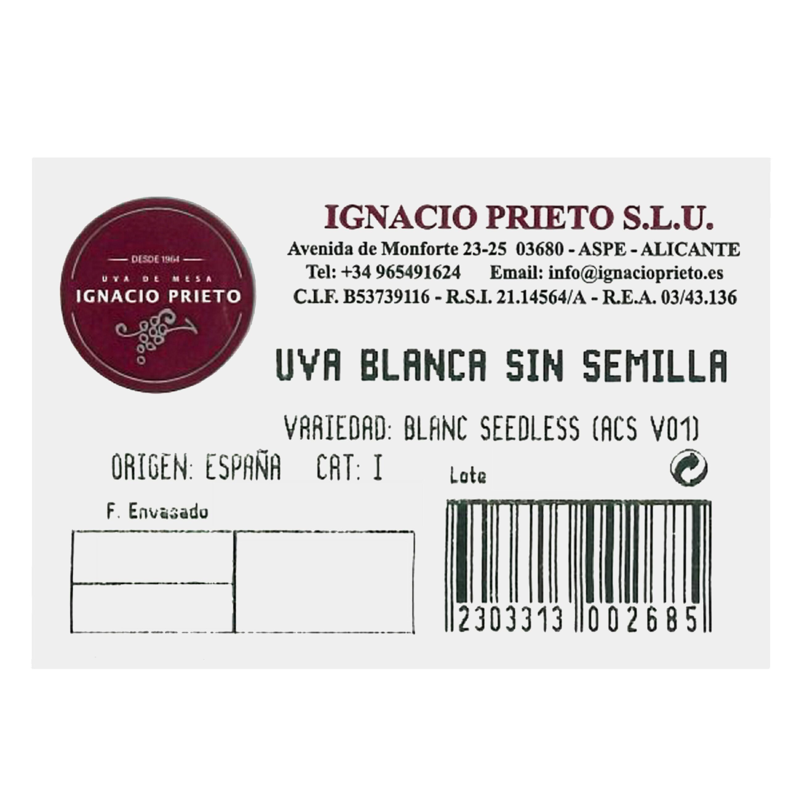 Etiqueta Uva blanca sin semillas