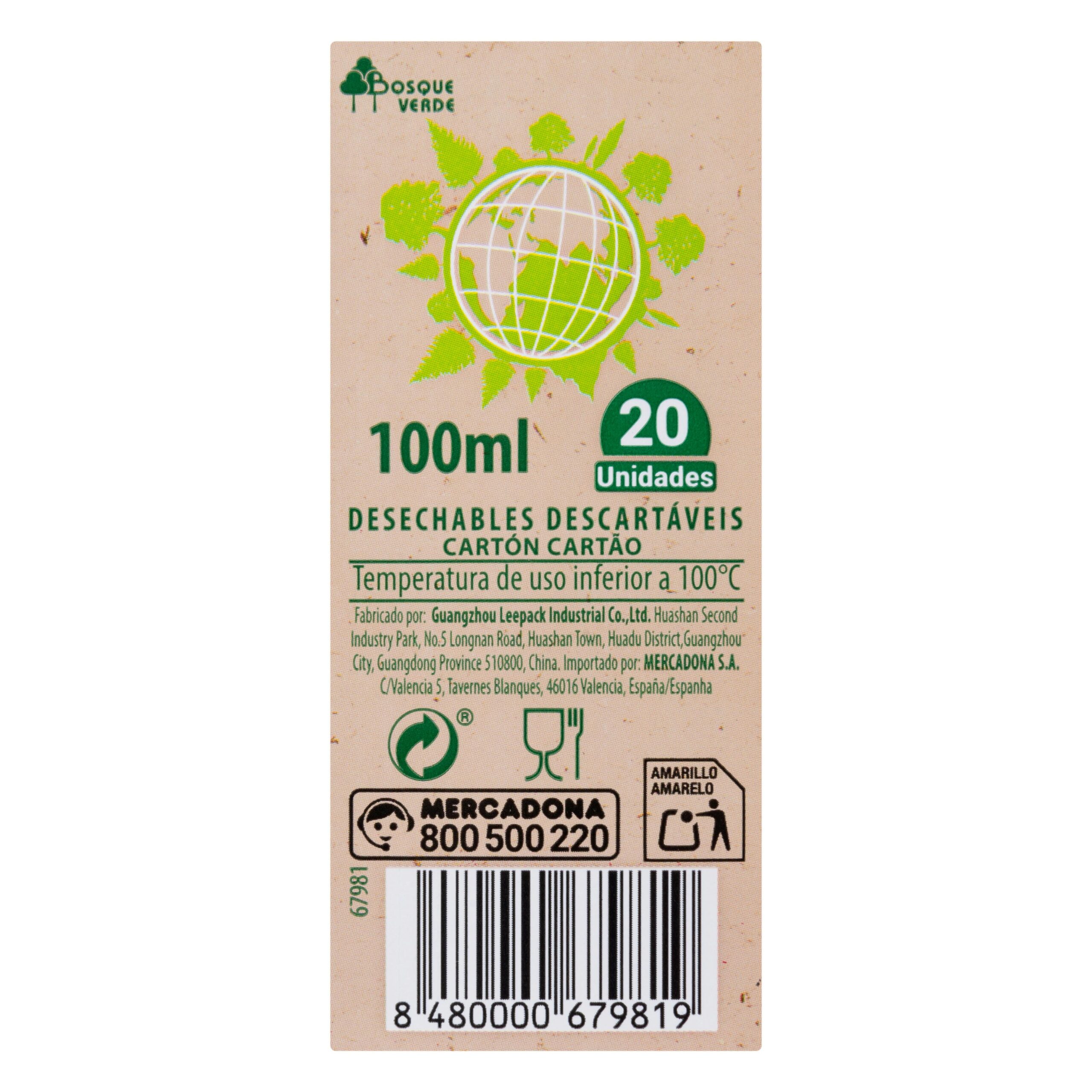 Etiqueta Vaso pequeño Bosque Verde apto para bebida caliente desechable 100 ml