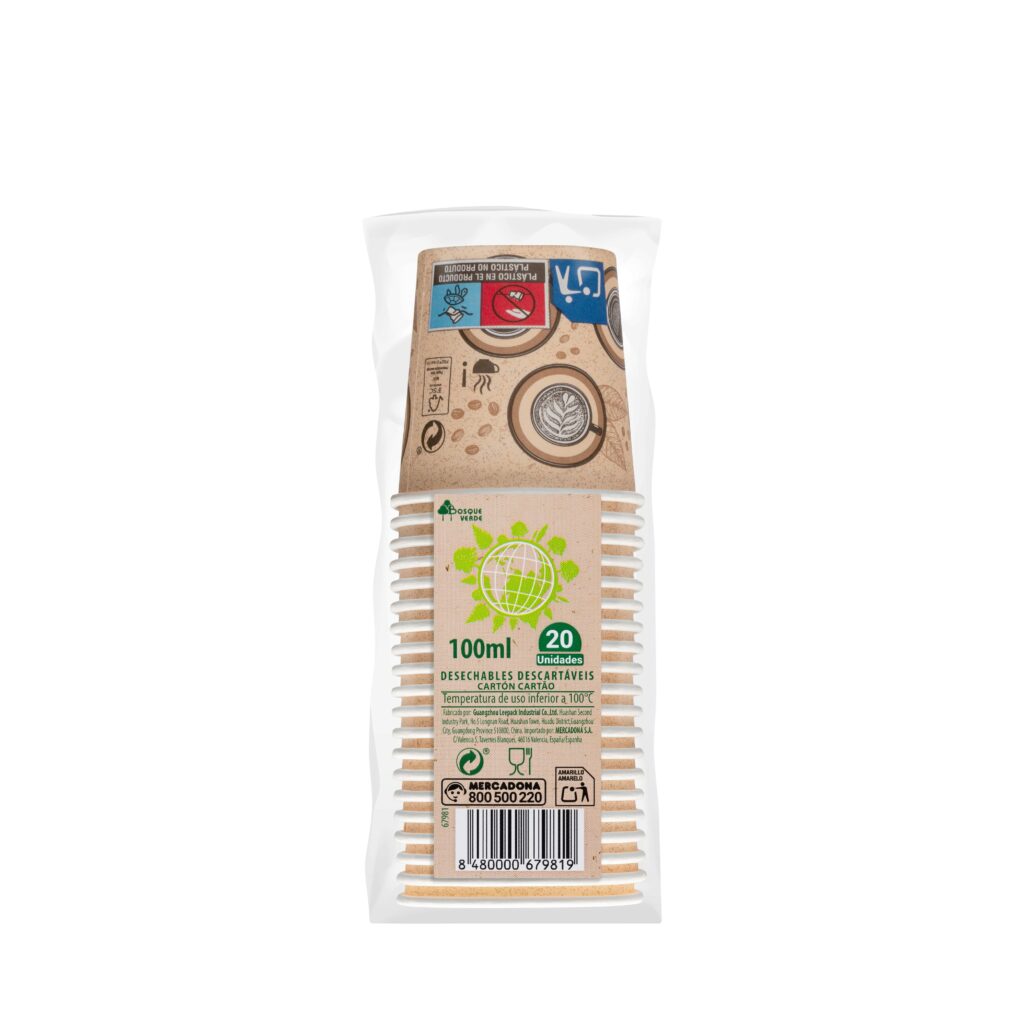 Vaso pequeño Bosque Verde apto para bebida caliente desechable 100 ml