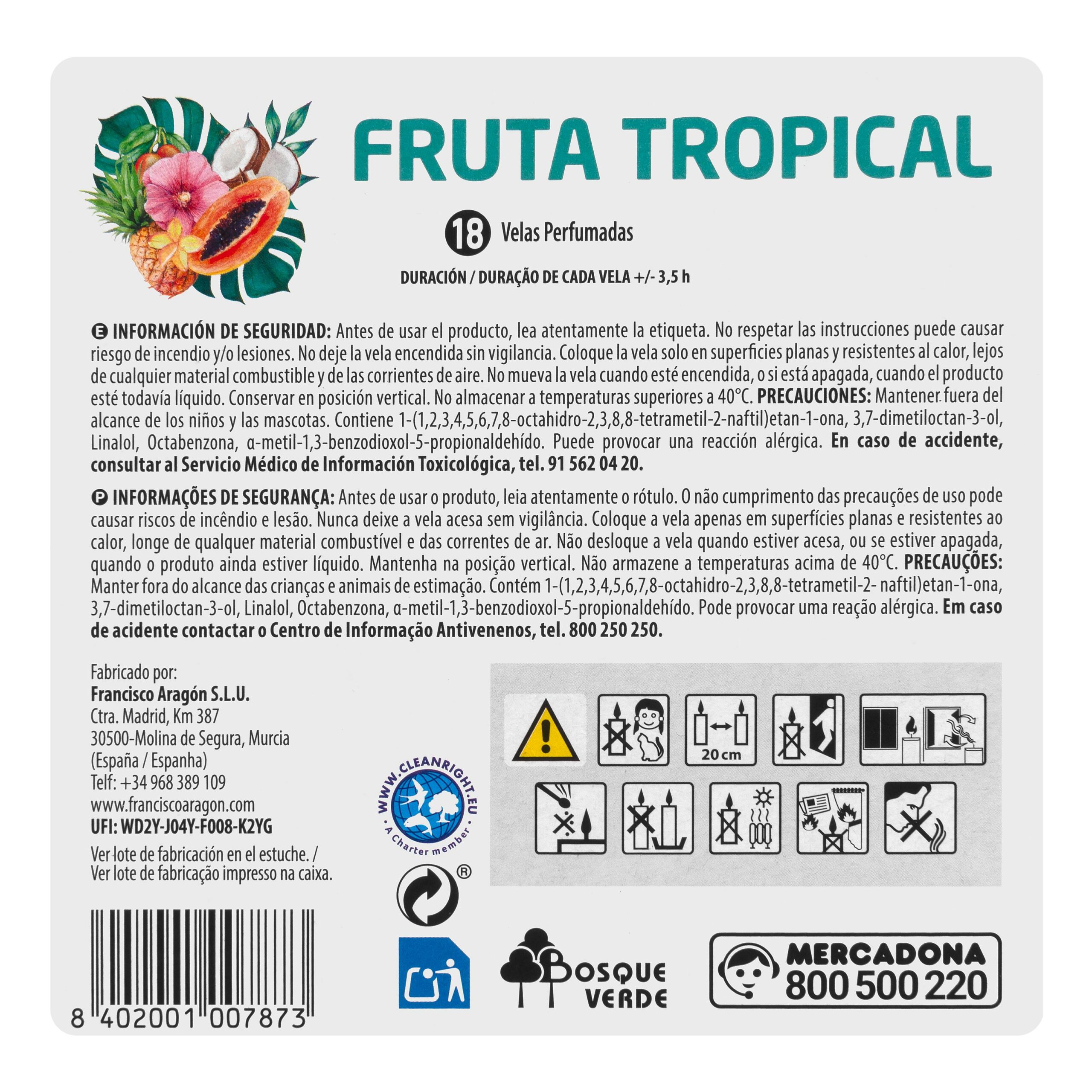 Etiqueta Vela perfumada Fruta Tropical Bosque Verde pequeña