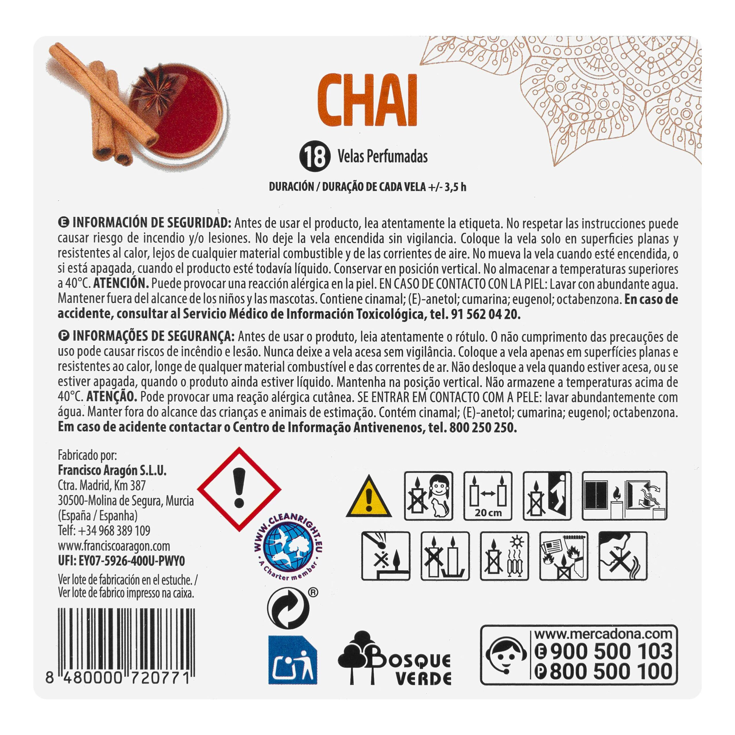 Etiqueta Vela perfumada Té Chai Bosque Verde pequeña