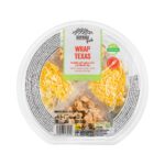 Wraps Texas compuesto por hortalizas frescas, pollo, queso, salsa y tortillas de trigo, incluye tenedor Wraps Texas compuesto por hortalizas frescas