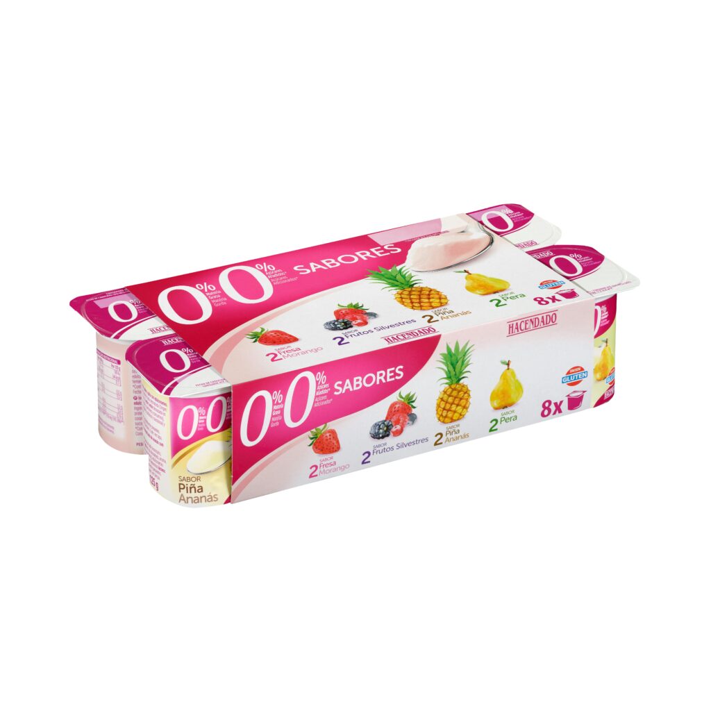 Yogur sabores Hacendado 0% m.g 0% sin azúcares añadidos 2 fresa